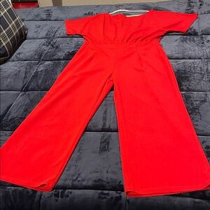 Elegant Tall Red Jumpsuit Plus 1X